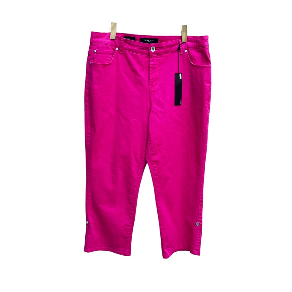 NWT Nine West Barbie Pink West End Fit Stretch Convertible Crop Pants sz 32/14W